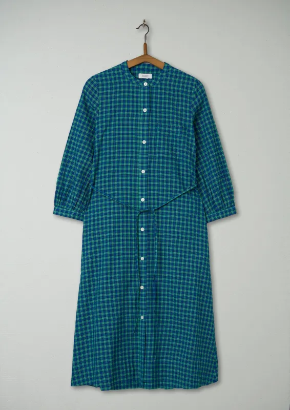 Reworn Check Cotton Dress Size 14 (1416) | Blue Green sold by TOAST