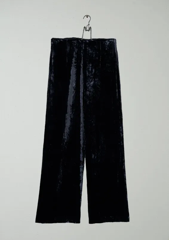 Reworn Silk Velvet Trousers Size 12 (977) | Ink Blue sold by TOAST