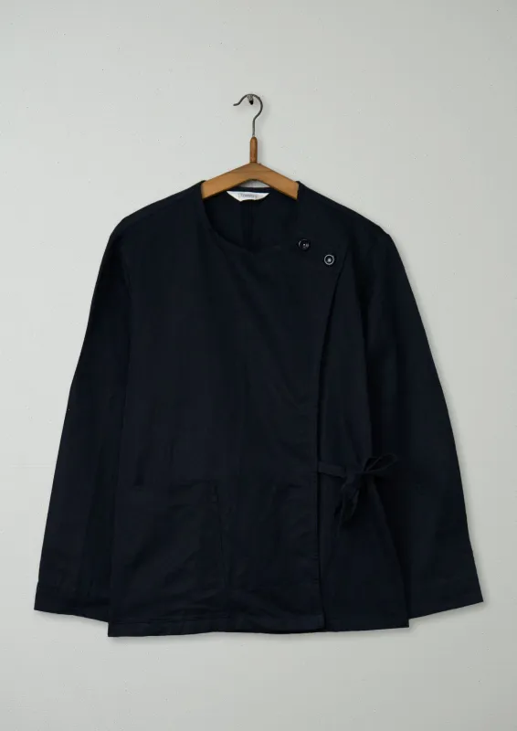 Reworn Cotton Linen Wrap Jacket Size 8 (181) | Slate sold by TOAST