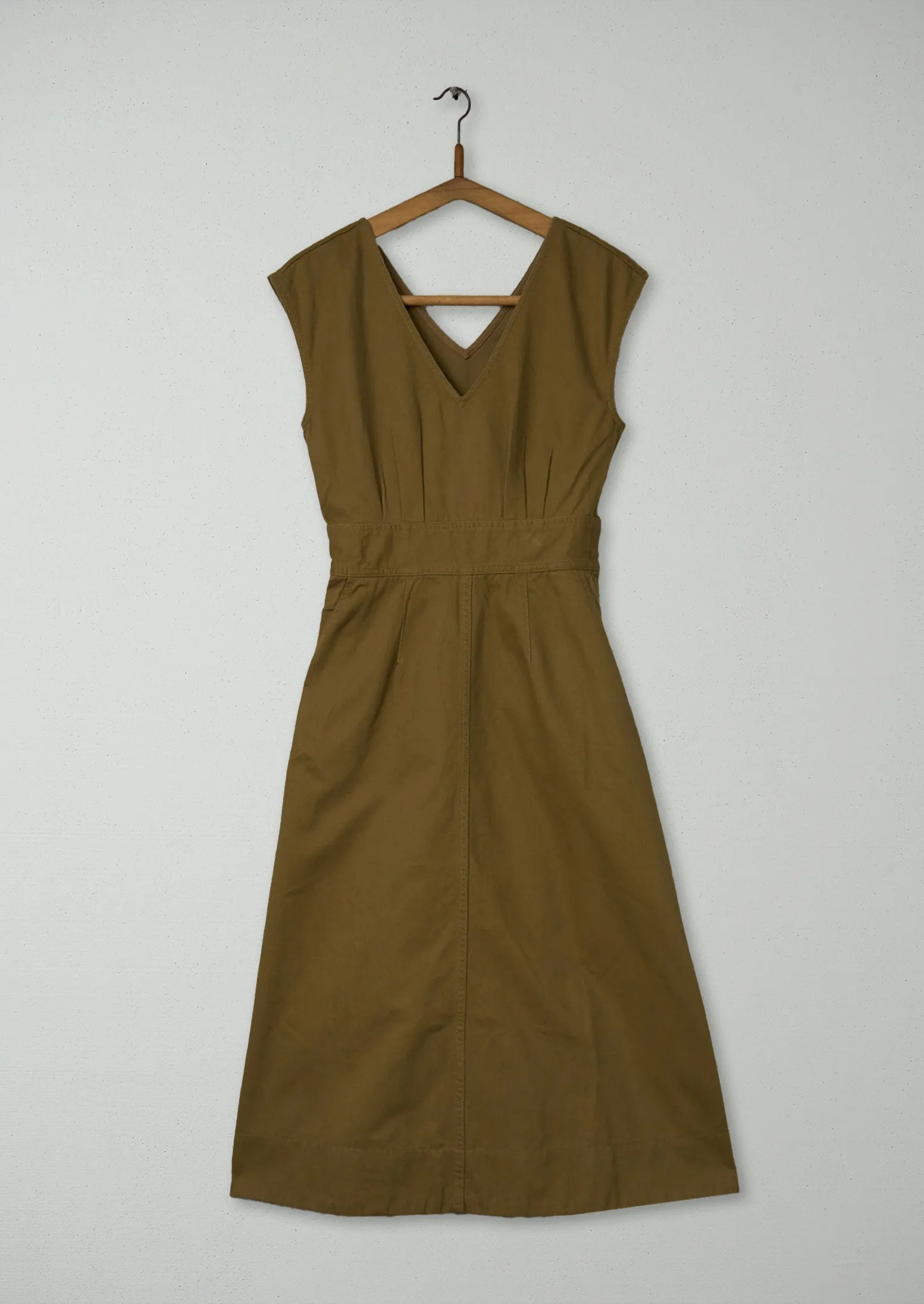 Reworn Brushed Sateen V Neck Dress Size 6 (1427) | Dull Gold sold by TOAST