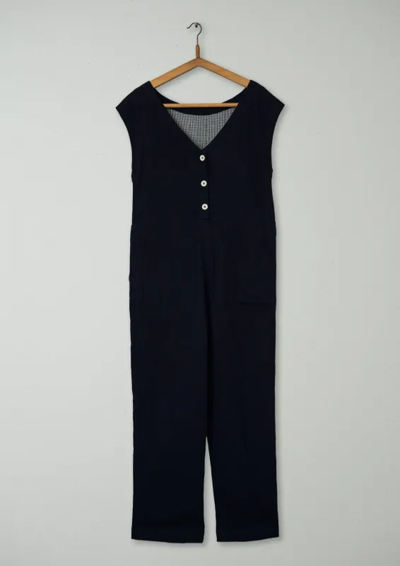 Reworn Crinkled Cotton Jumpsuit Size S (972) | Midnight sold by TOAST