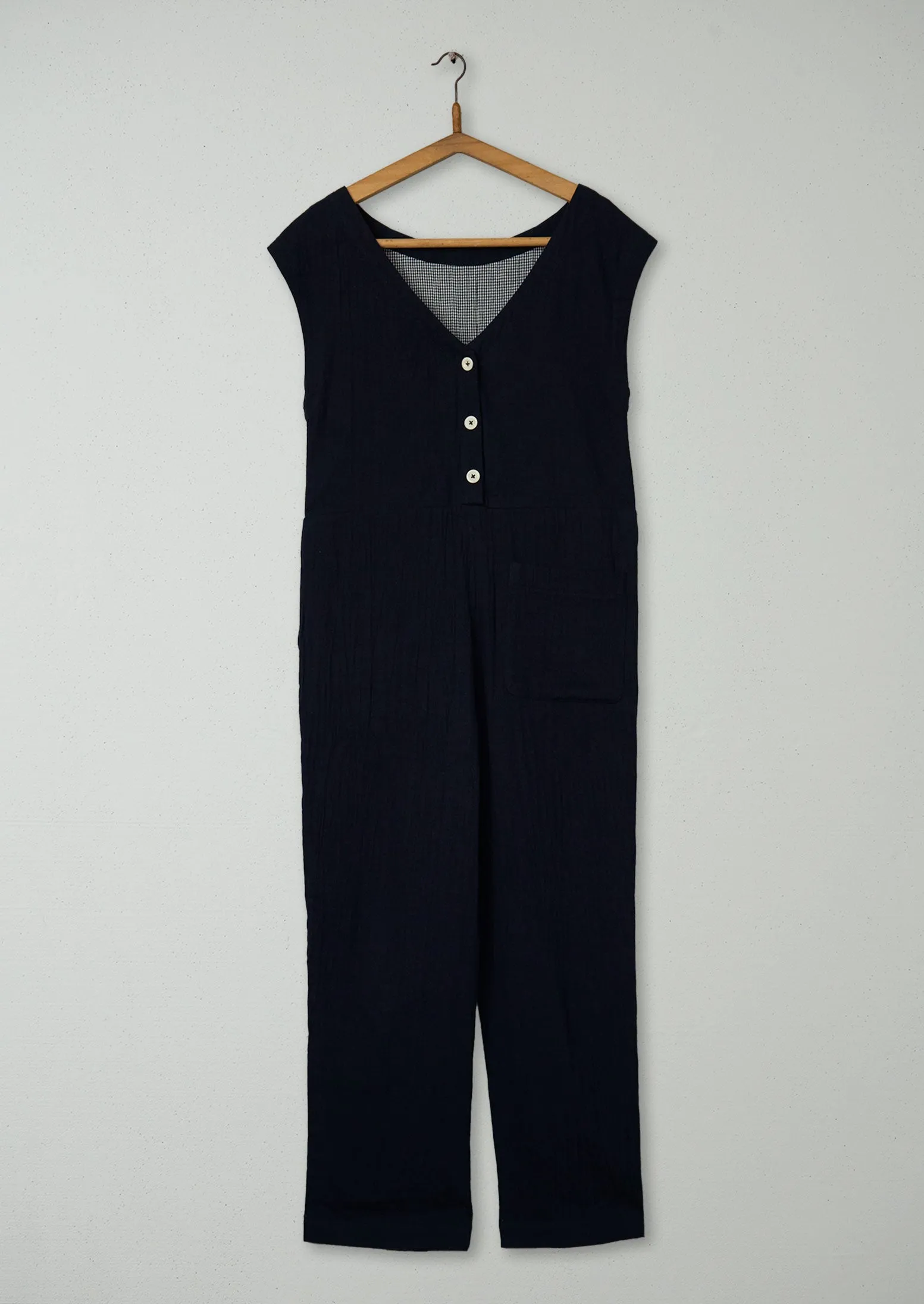 Reworn Crinkled Cotton Jumpsuit Size S (972) | Midnight sold by TOAST