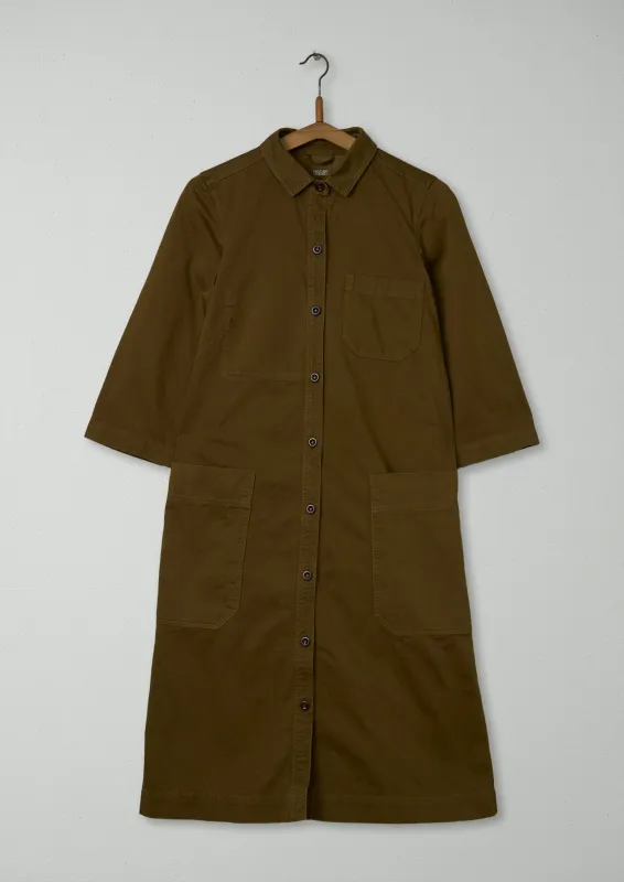 Reworn Cotton Sateen Shirt Dress Size 6 (1423) | Dull Gold sold by TOAST