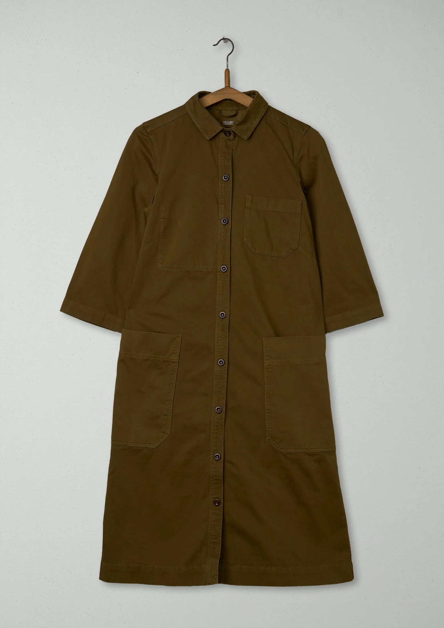 Reworn Cotton Sateen Shirt Dress Size 6 (1423) | Dull Gold sold by TOAST