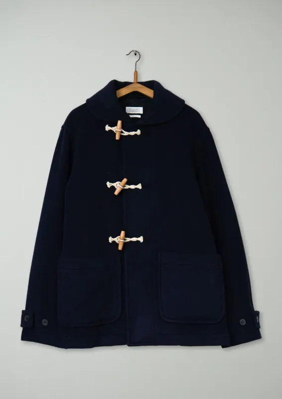 Reworn Short Melton Duffle Coat Size L (028) | Dark Navy sold by TOAST