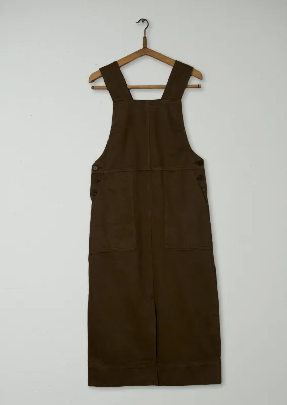 Reworn Side Button Pinafore Dress Size 6 (1437) | Brown Khaki sold by TOAST