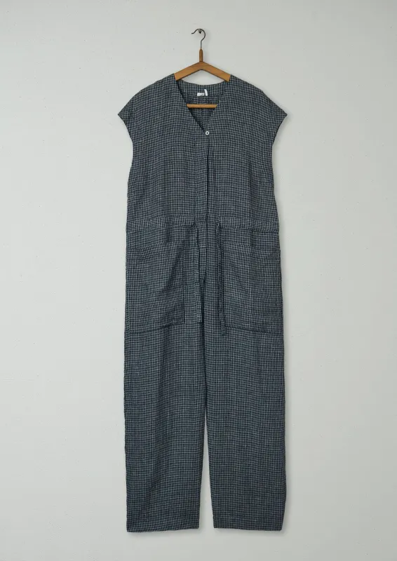 Reworn Check Linen Jumpsuit Size L (987) | Multi sold by TOAST
