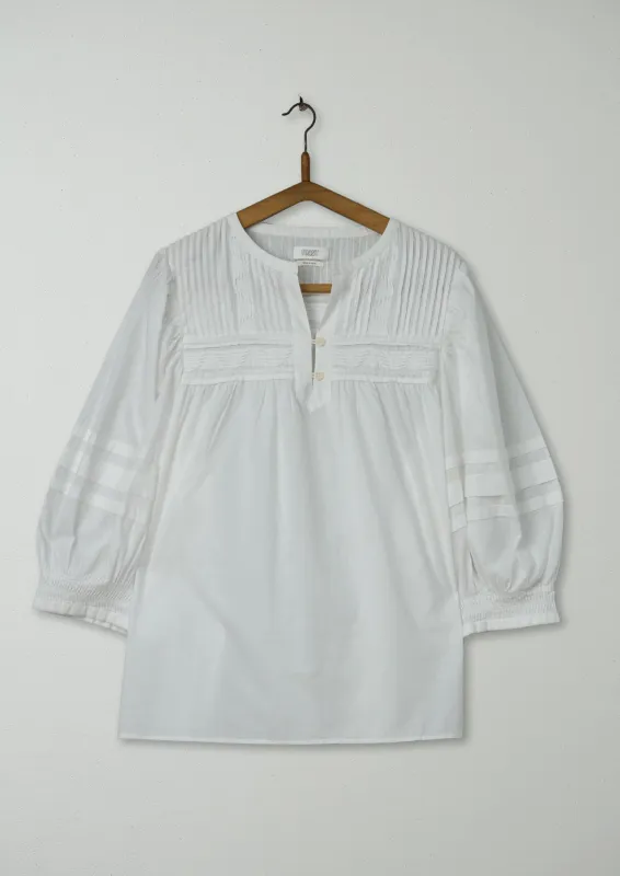 Reworn Pin Tuck Cotton Top Size XS (804) | White sold by TOAST