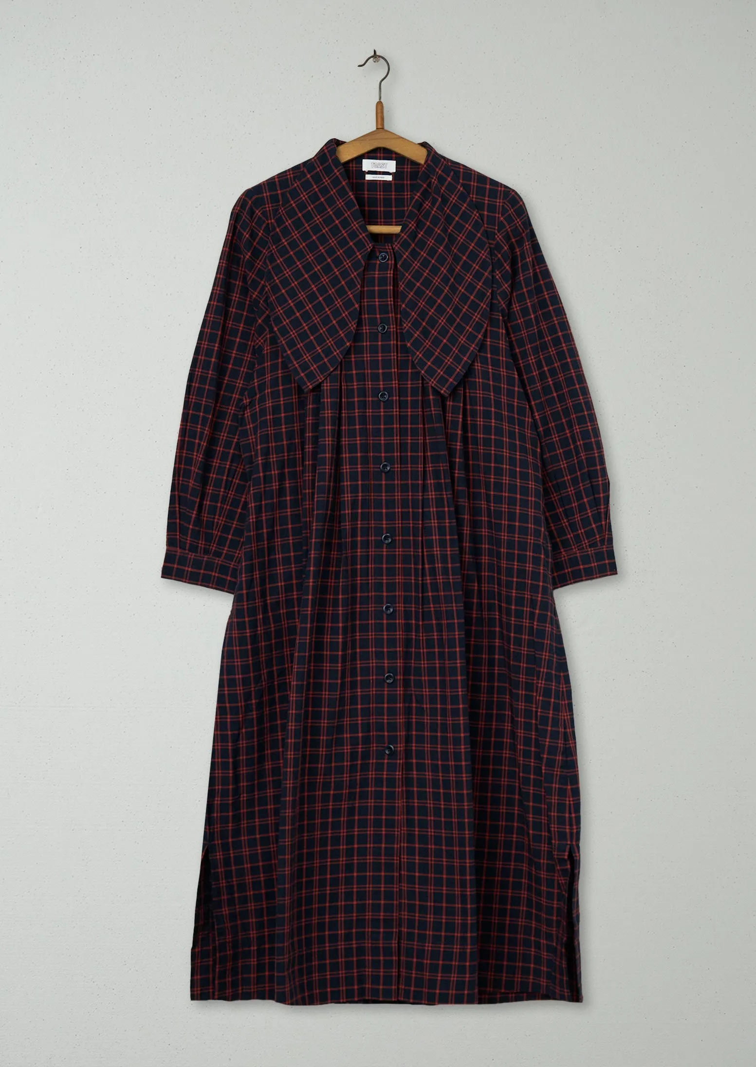 Reworn Tie Neck Check Cotton Dress Size 6 (1434) | Multi sold by TOAST