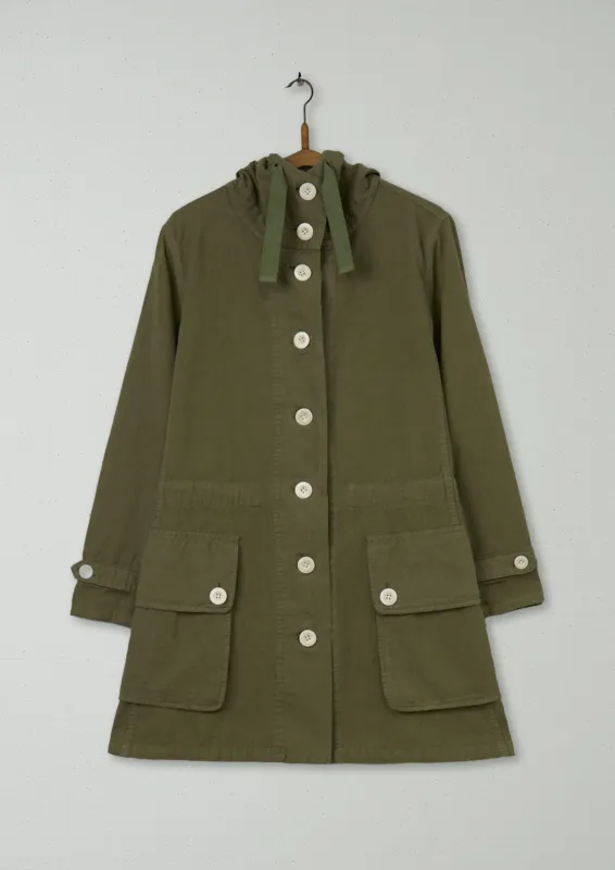 Reworn Soft Cotton Canvas Coat Size 12 (077) | Sage sold by TOAST