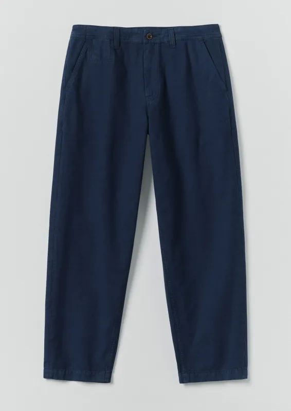 Elliot Garment Dyed Cotton Canvas Trousers | Uniform Blue sold by TOAST