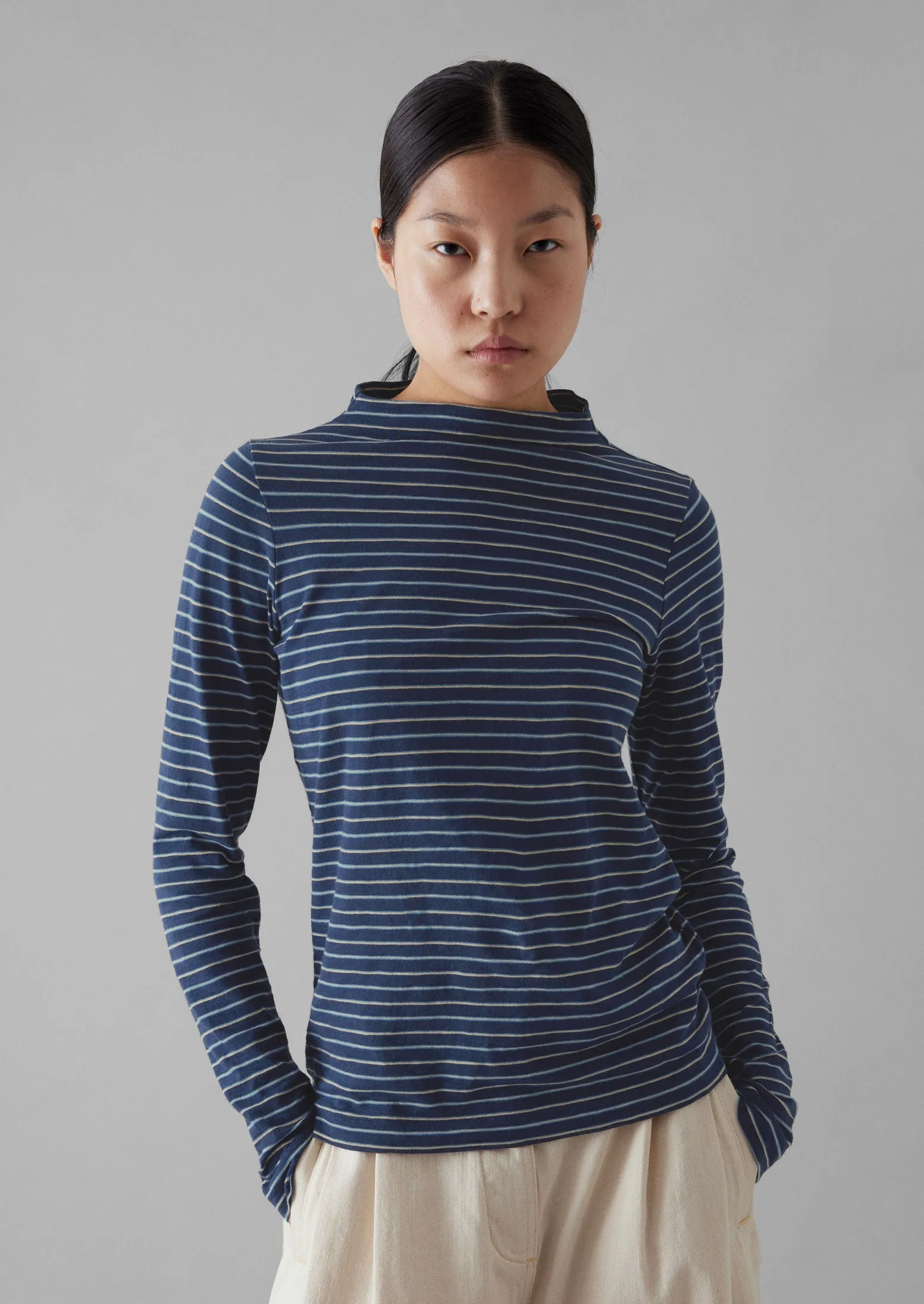 Light Stripe Cotton Slub Tee | Nile Blue sold by TOAST product image thumbnail 4