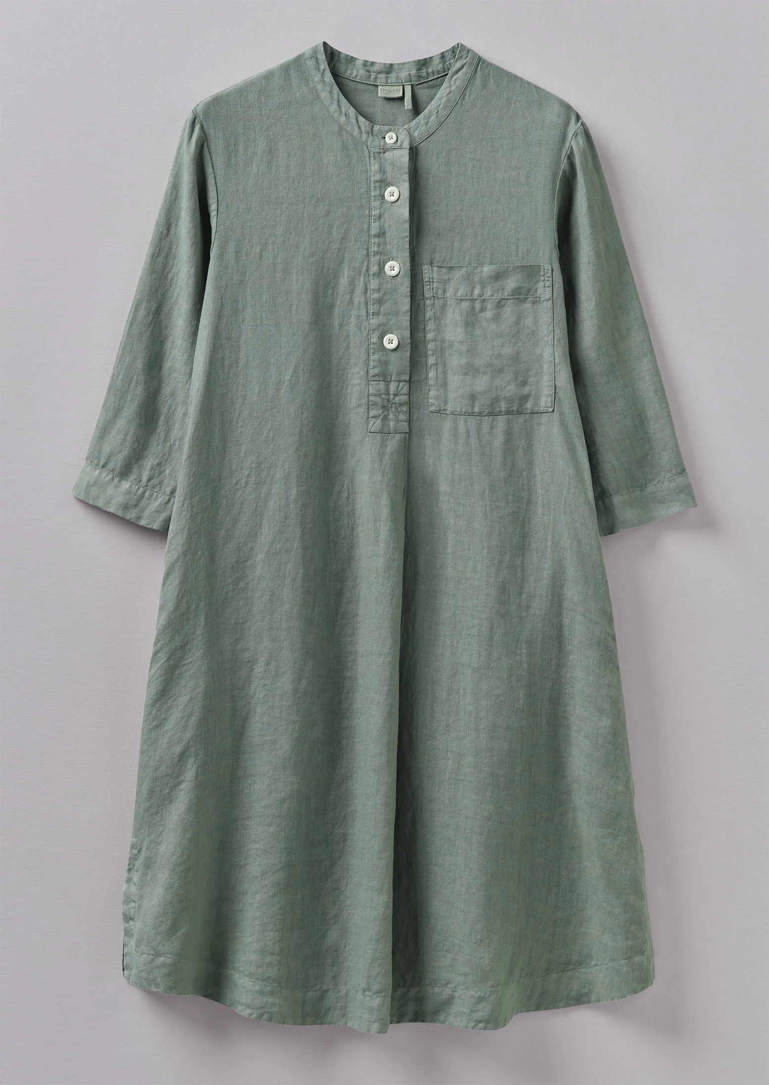 Half Placket Lightweight Linen Lounge Dress | Sage sold by TOAST