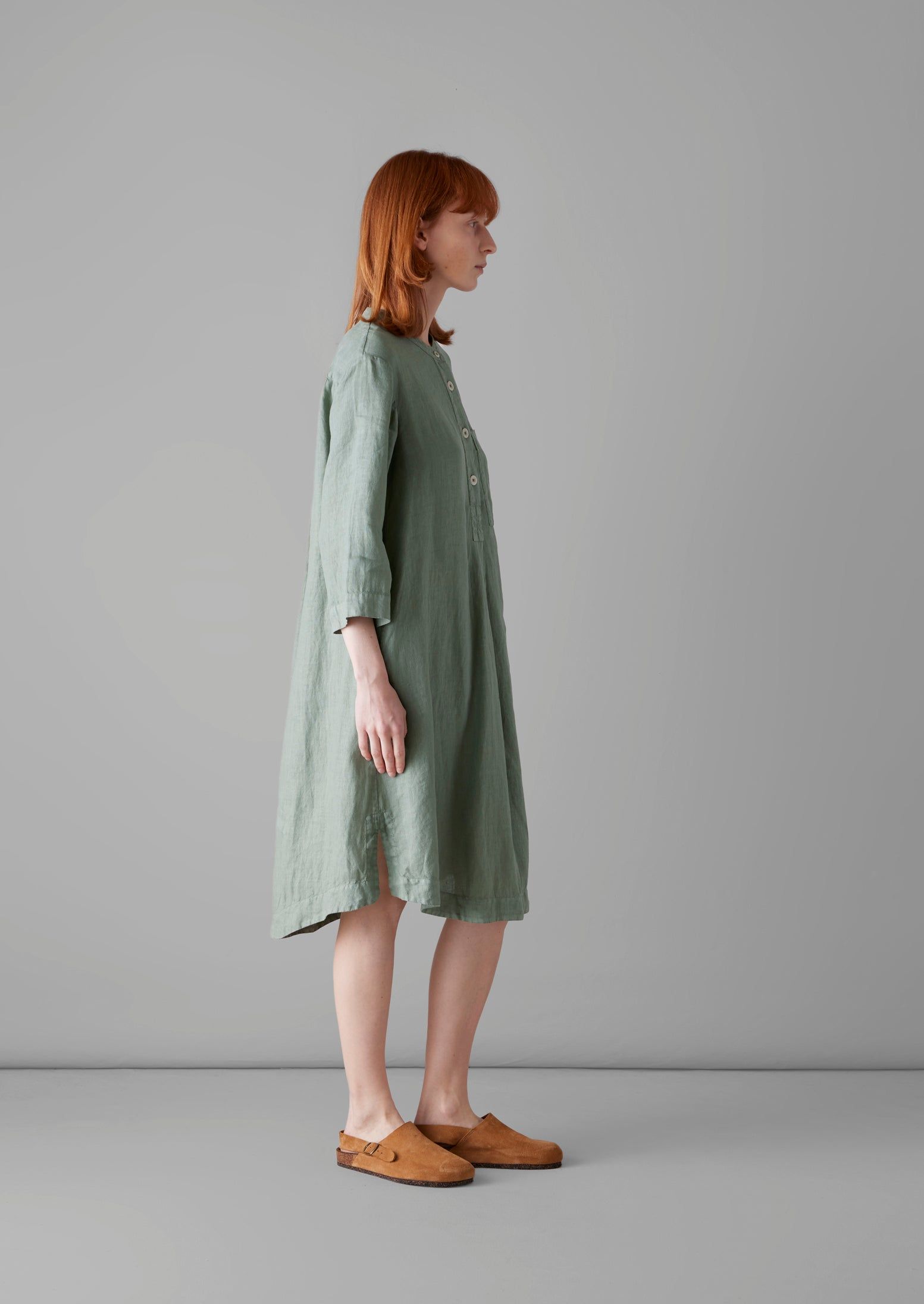 Half Placket Linen Nightshirt | Sage sold by TOAST product image thumbnail 3