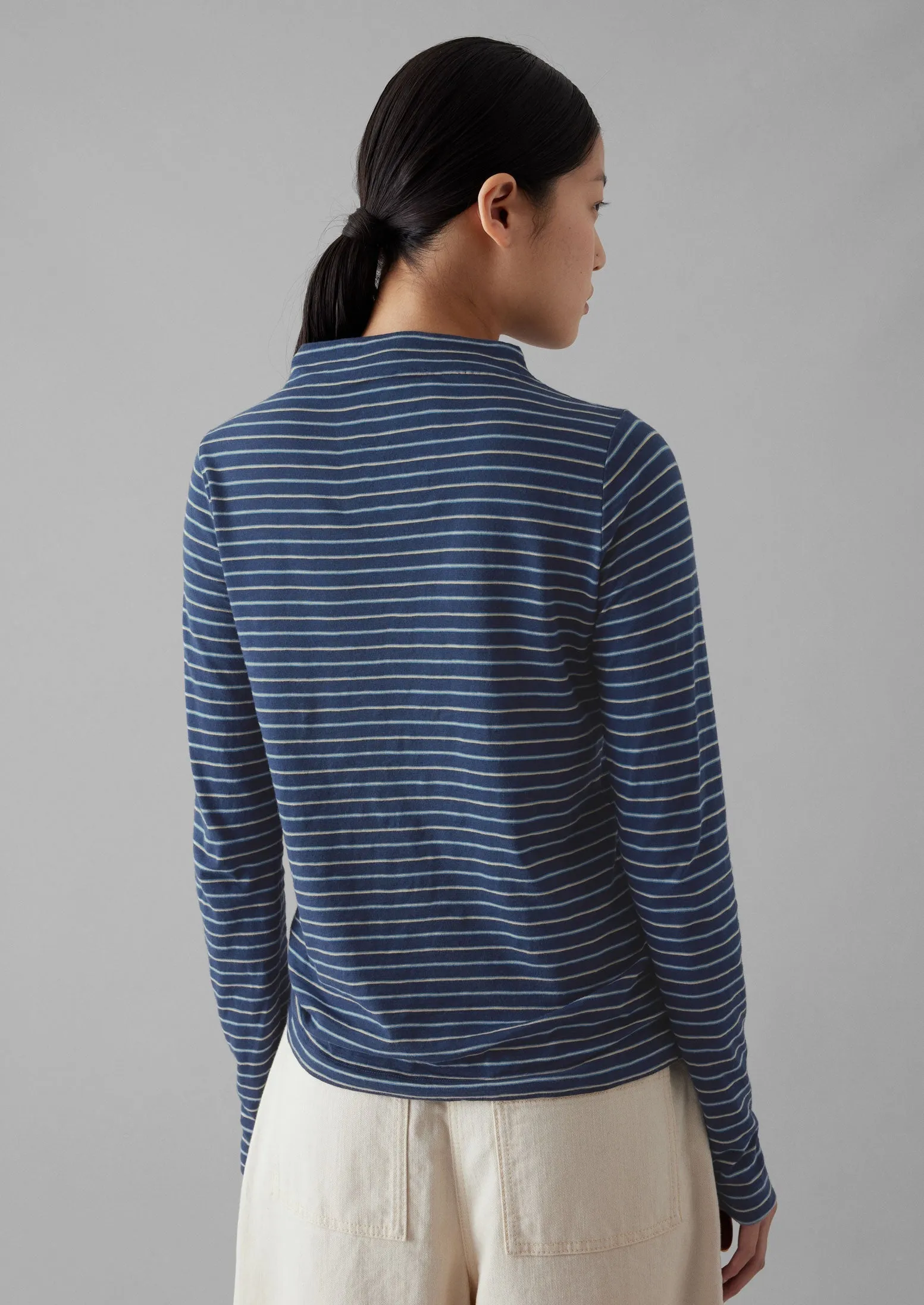 Light Stripe Cotton Slub Tee | Nile Blue sold by TOAST product image thumbnail 5