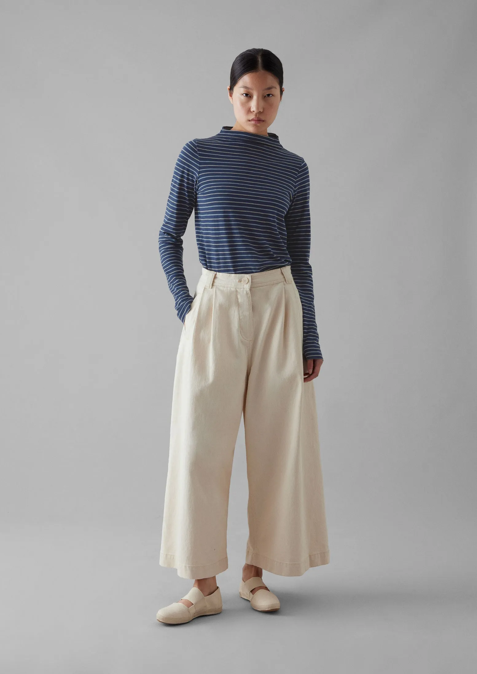 Light Stripe Cotton Slub Tee | Nile Blue sold by TOAST product image thumbnail 2