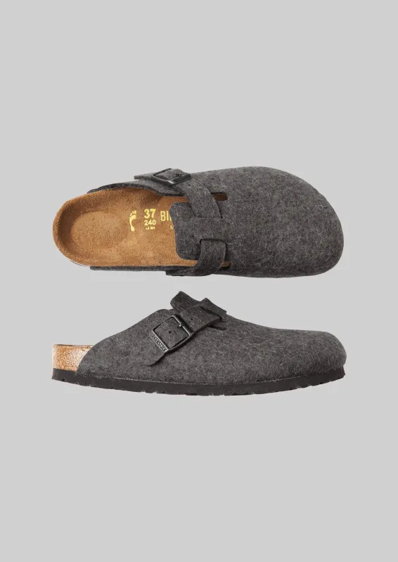 Birkenstock Boston Felt Clogs | Anthracite sold by TOAST