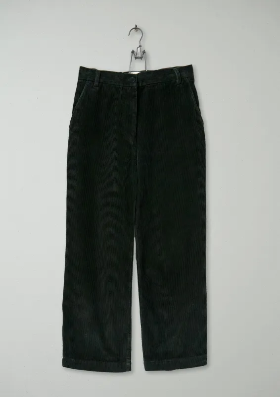 Reworn Cropped Cord Trousers Size 6 (923) | Green sold by TOAST