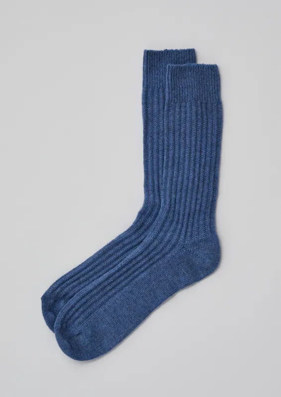 Raised Rib Socks | Mineral Blue sold by TOAST