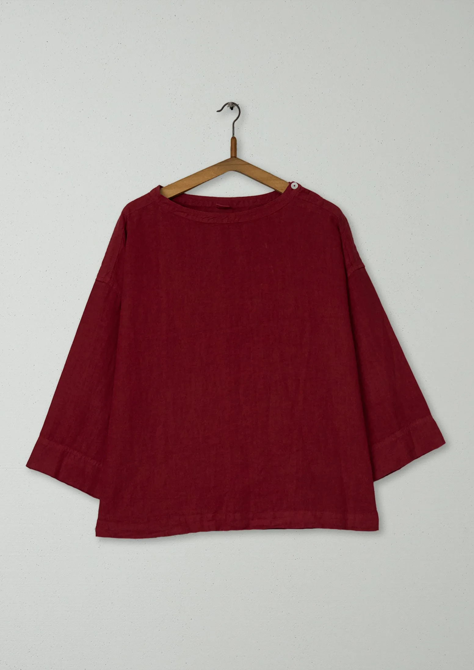 Reworn Linen Button Shoulder Top Size L (802) | Paprika sold by TOAST
