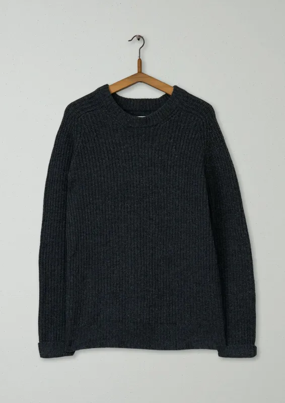 Reworn Mens Fisherman Rib Sweater Size S (031) | Charcoal sold by TOAST