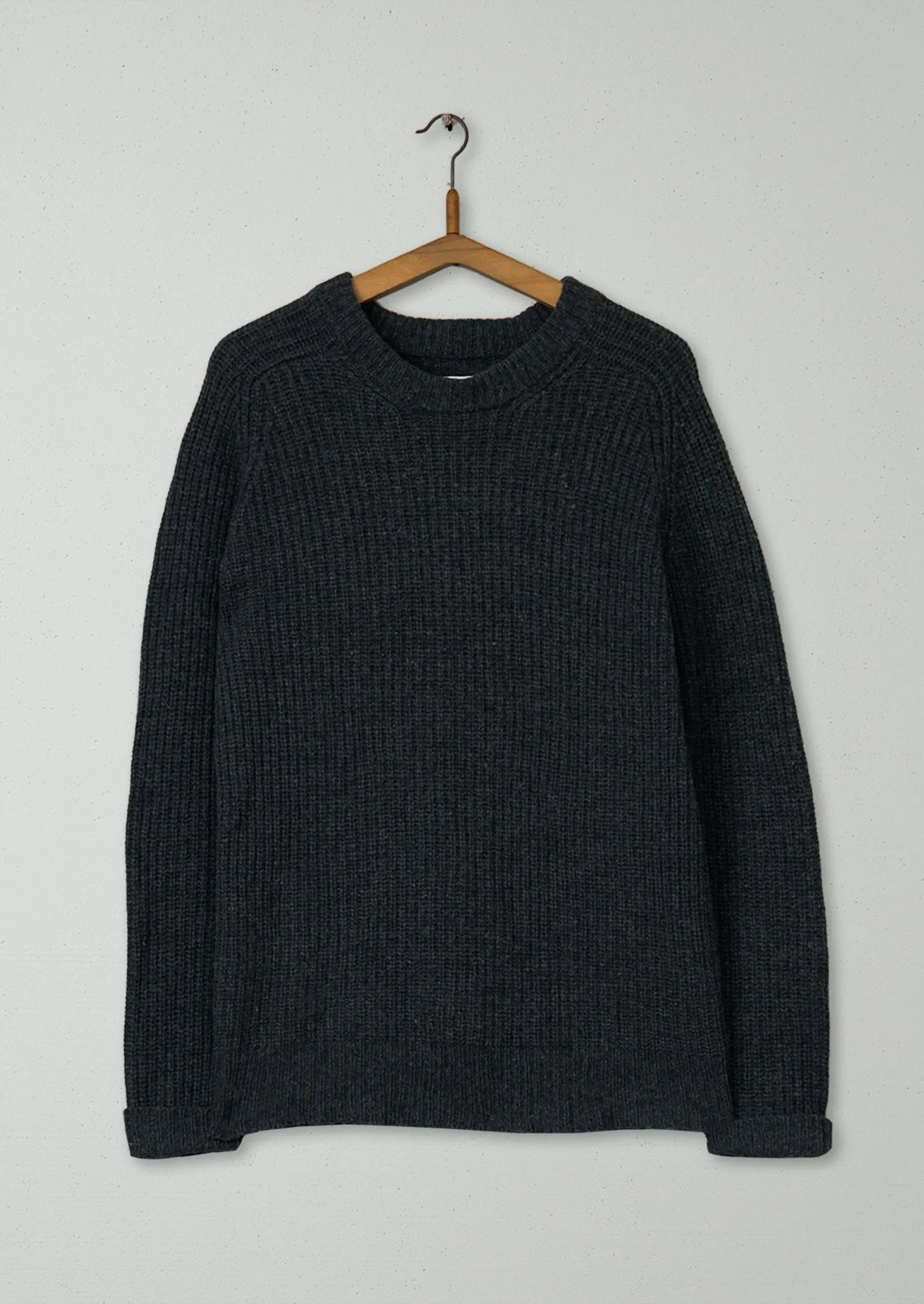 Reworn Mens Fisherman Rib Sweater Size S (031) | Charcoal sold by TOAST