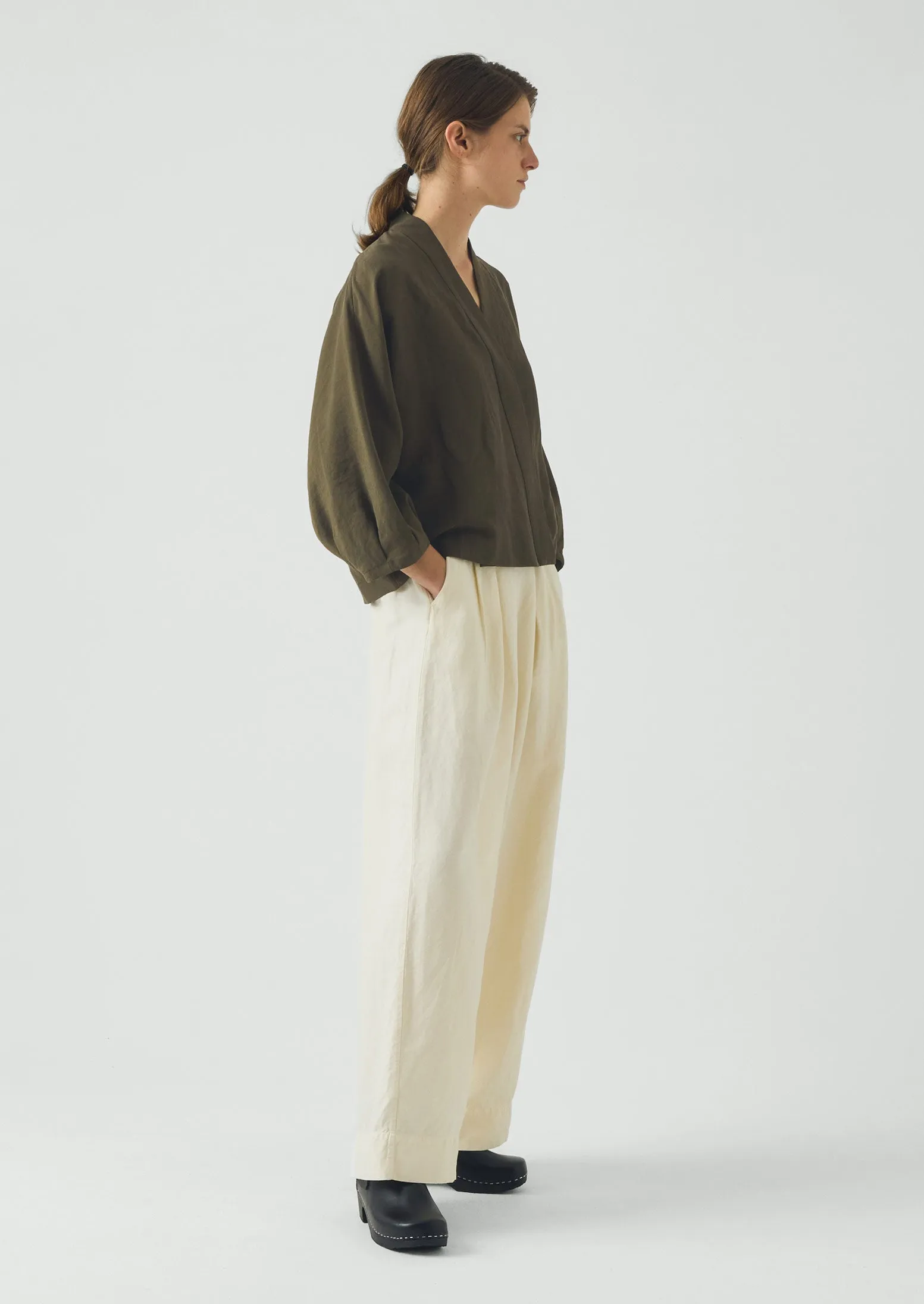 Linen Silk Wrap Shirt | Tent Green sold by TOAST product image thumbnail 4