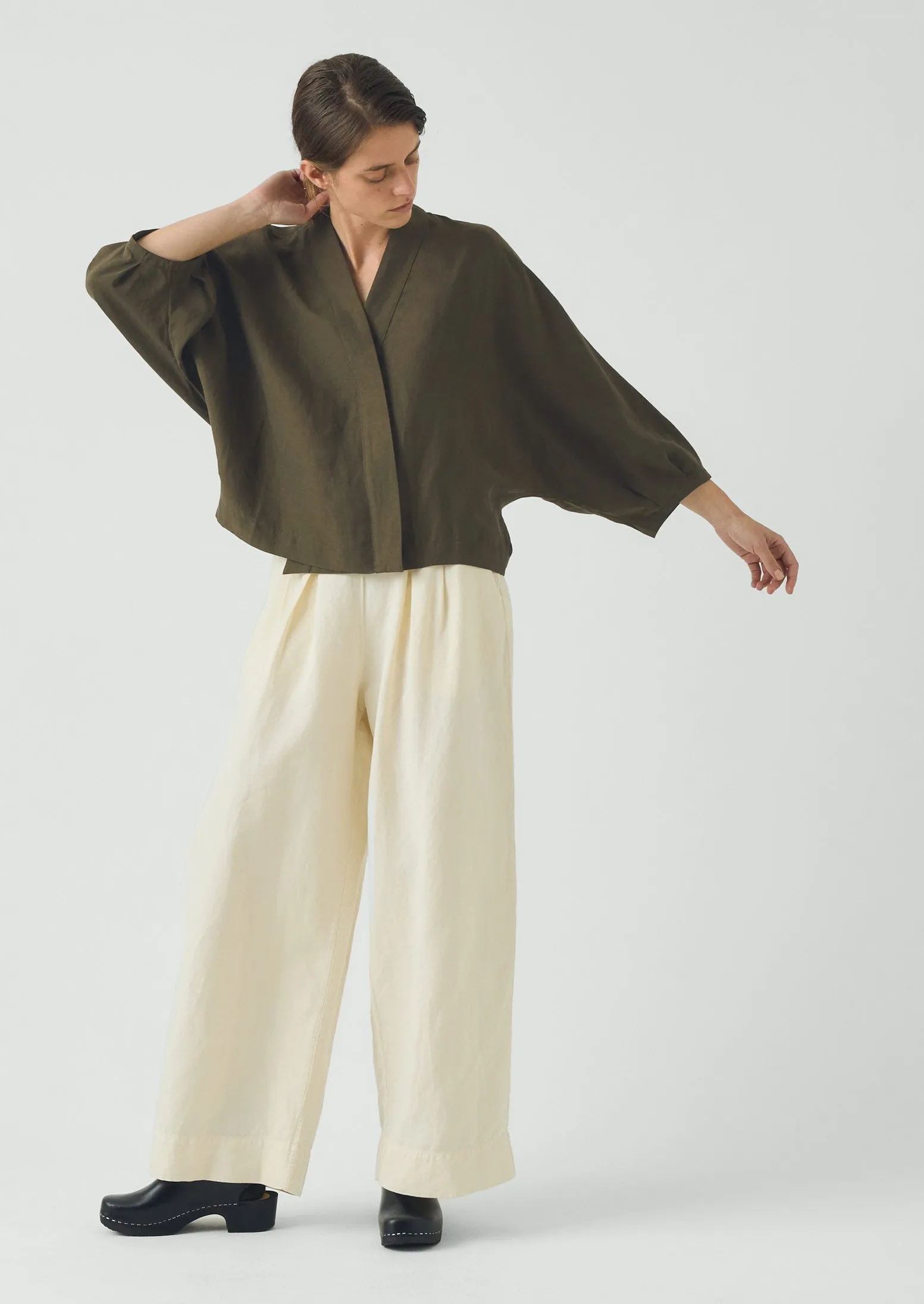 Linen Silk Wrap Shirt | Tent Green sold by TOAST product image thumbnail 2