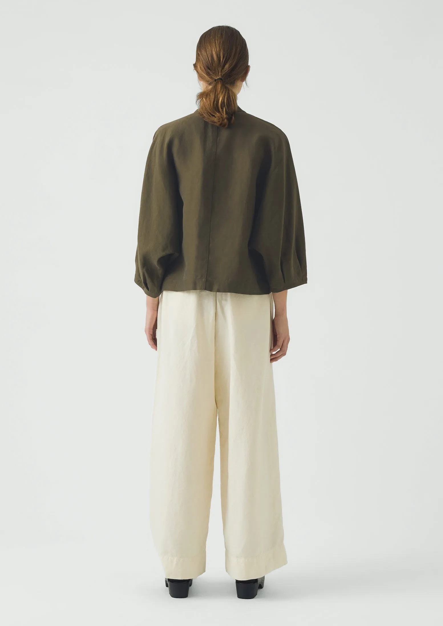 Linen Silk Wrap Shirt | Tent Green sold by TOAST product image thumbnail 3