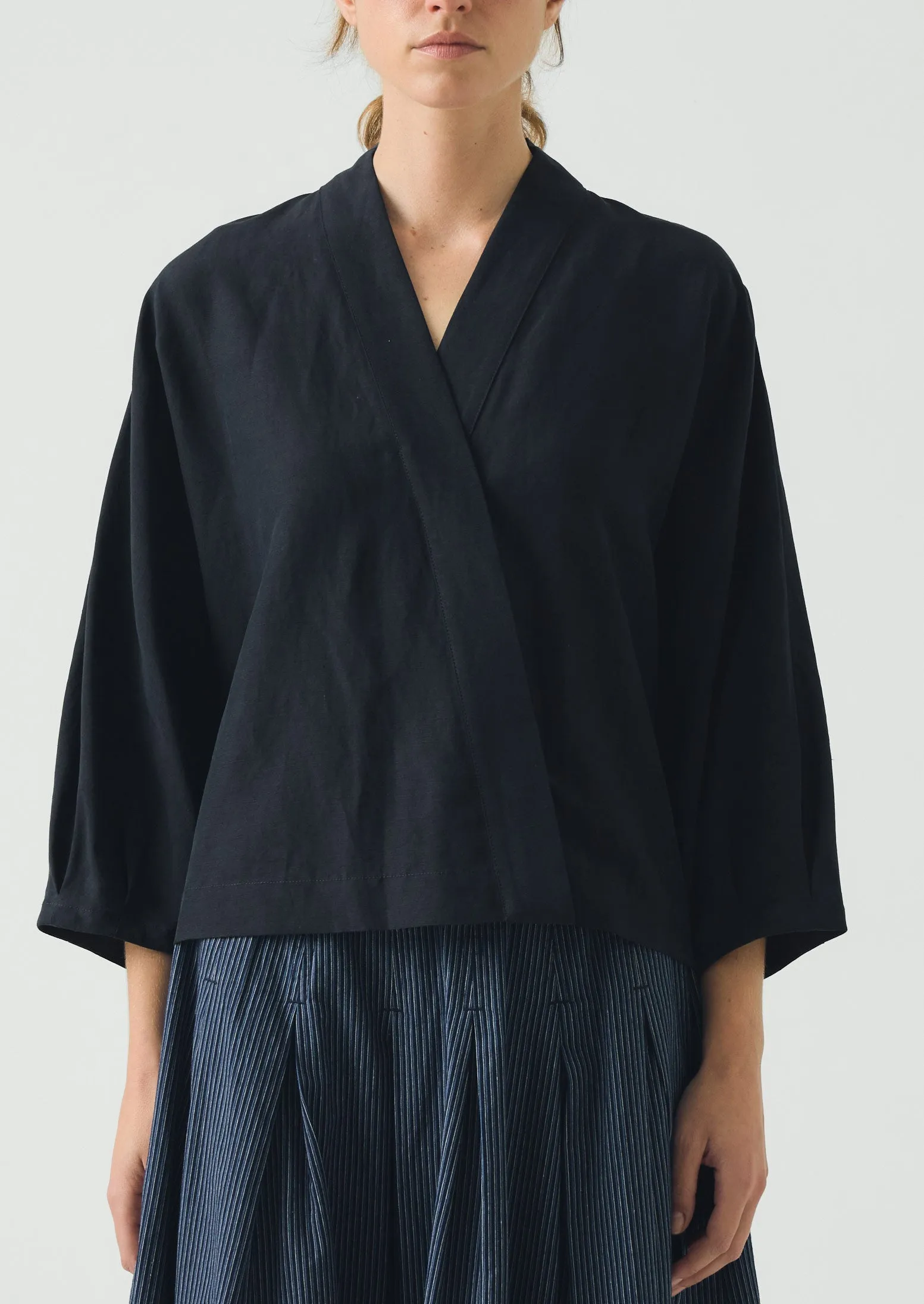 Linen Silk Wrap Shirt | Deep Indigo sold by TOAST product image thumbnail 3