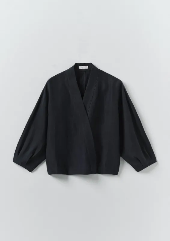 Linen Silk Wrap Shirt | Deep Indigo sold by TOAST