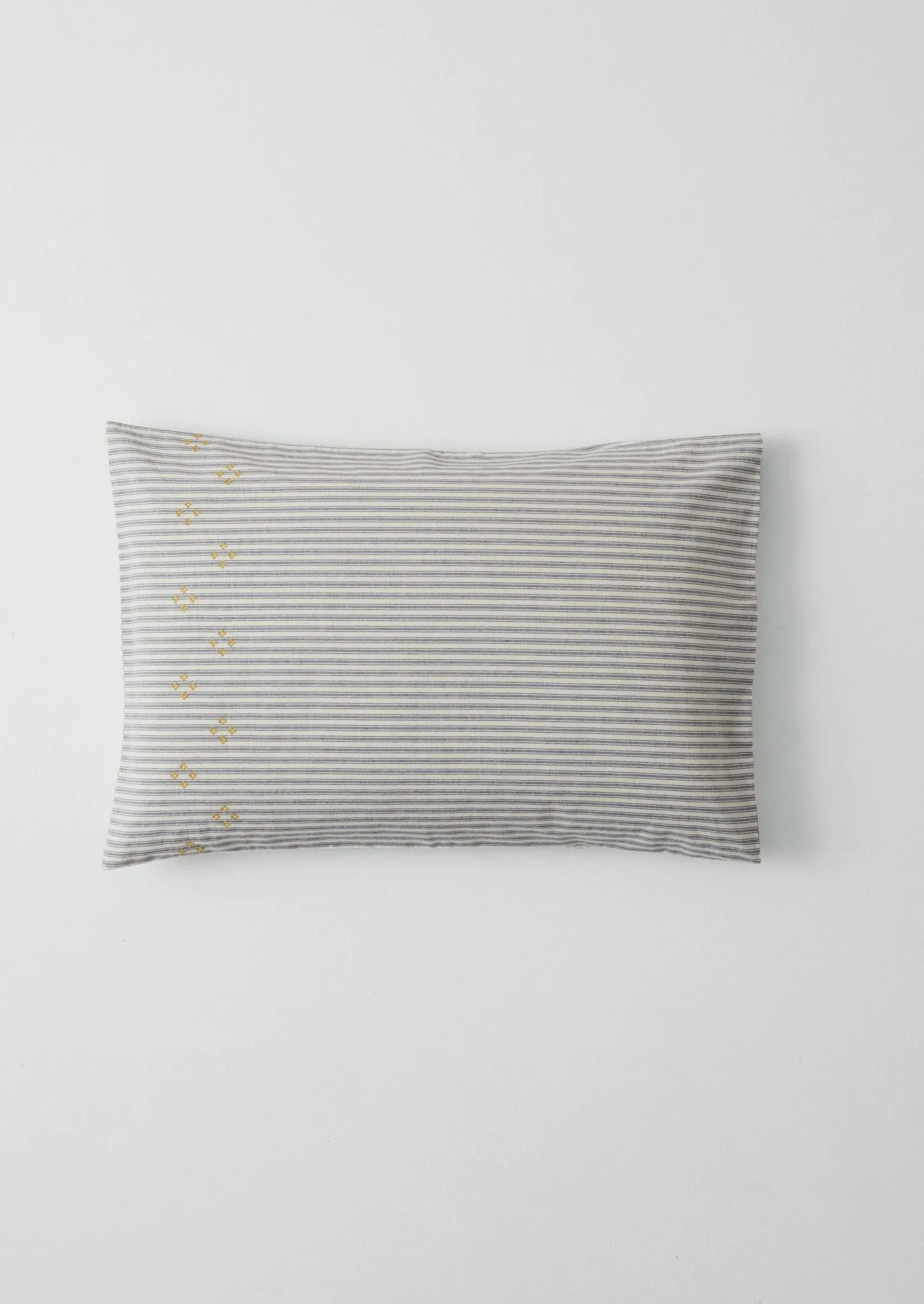 Ticking Stripe Cotton Embroidered Housewife Pillowcase | Ecru/Graphite sold by TOAST