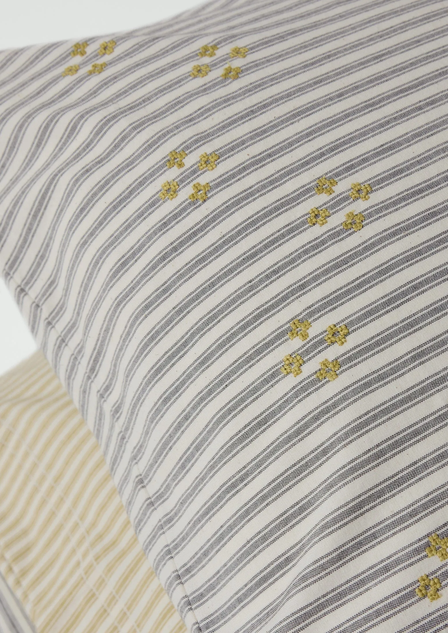 Ticking Stripe Cotton Embroidered Housewife Pillowcase | Ecru/Graphite sold by TOAST product image thumbnail 2