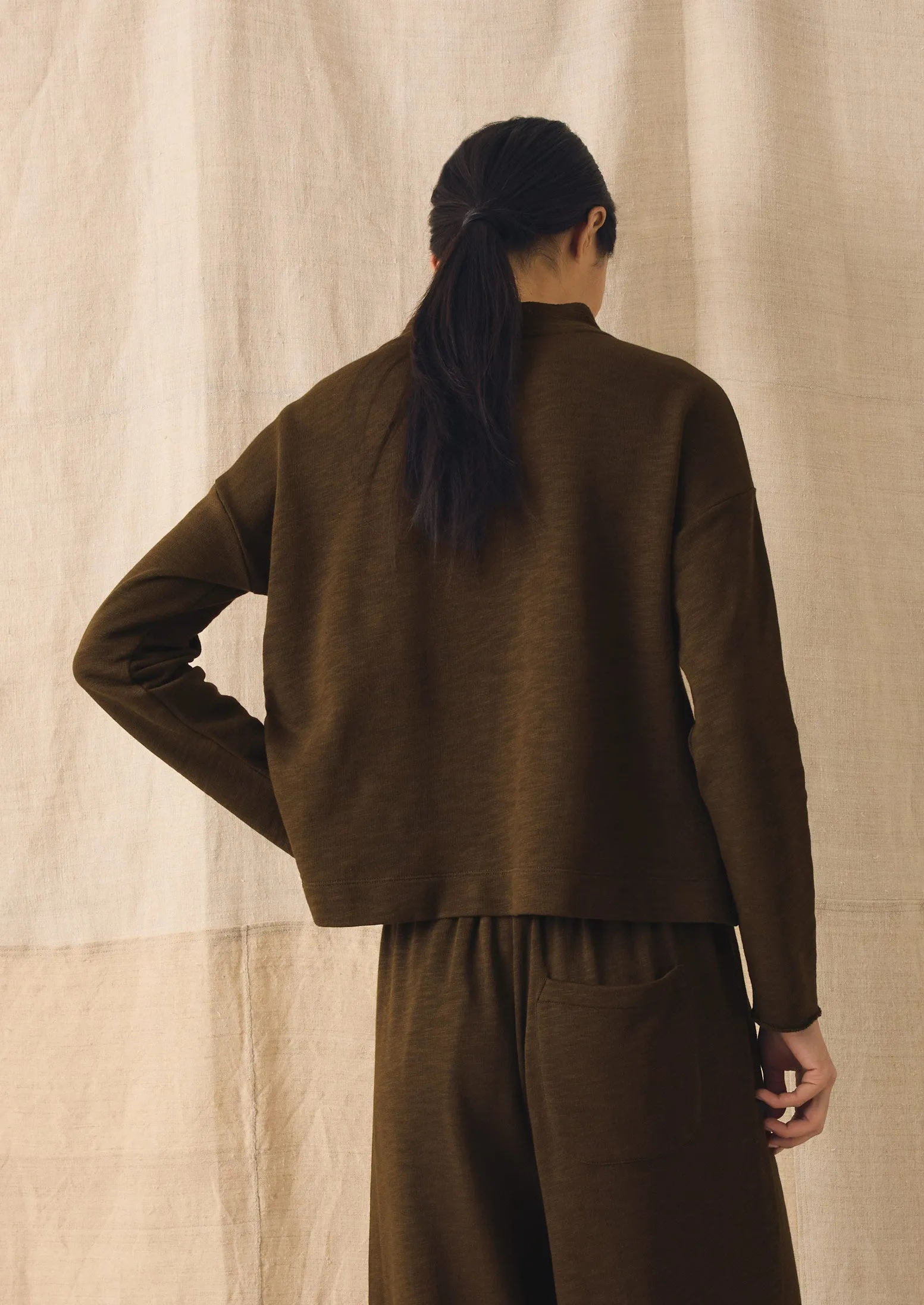 Loopback Jersey Easy Sweater | Dark Olive sold by TOAST product image thumbnail 4