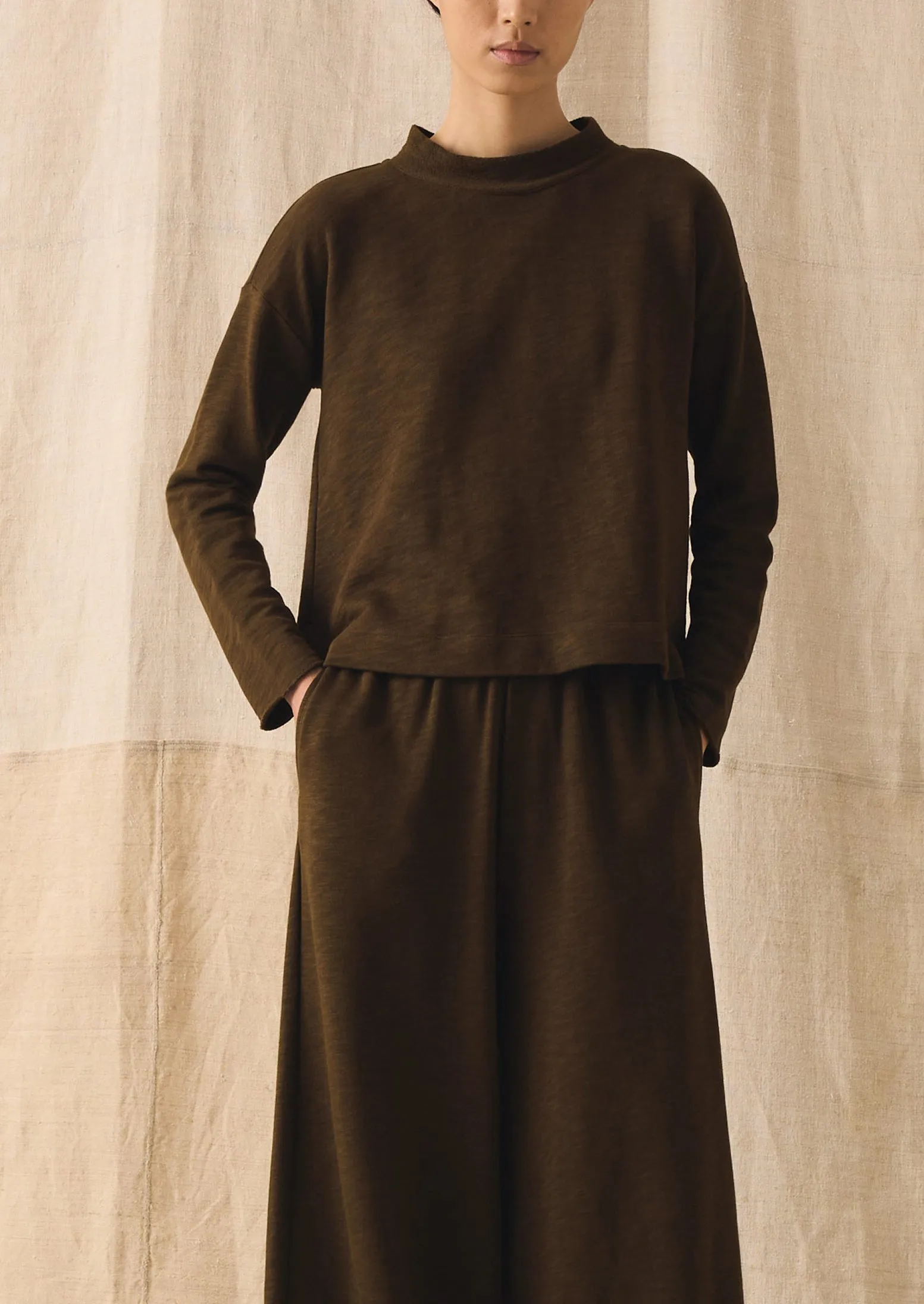 Loopback Jersey Easy Sweater | Dark Olive sold by TOAST product image thumbnail 2