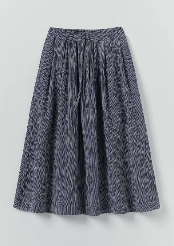 Crinkle Cotton Skirt | Dark Blue/White sold by TOAST