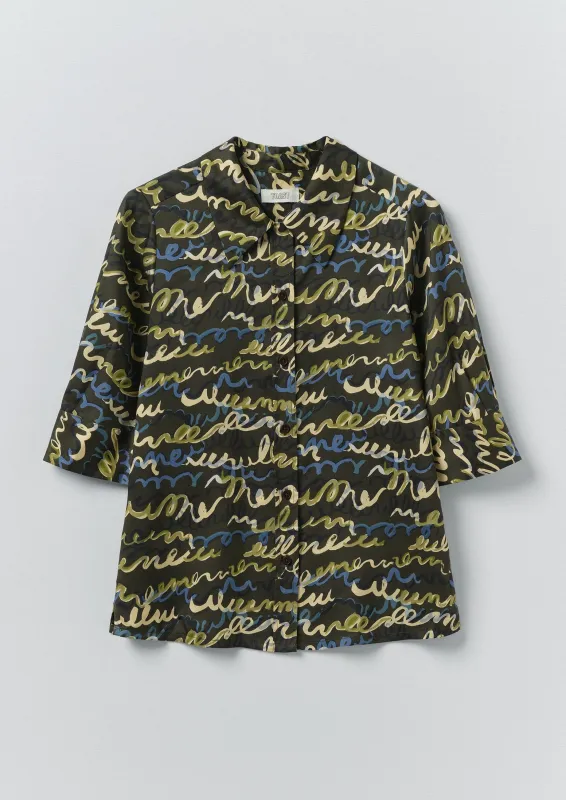 Gia Script Print Shirt | Avocado Rind sold by TOAST