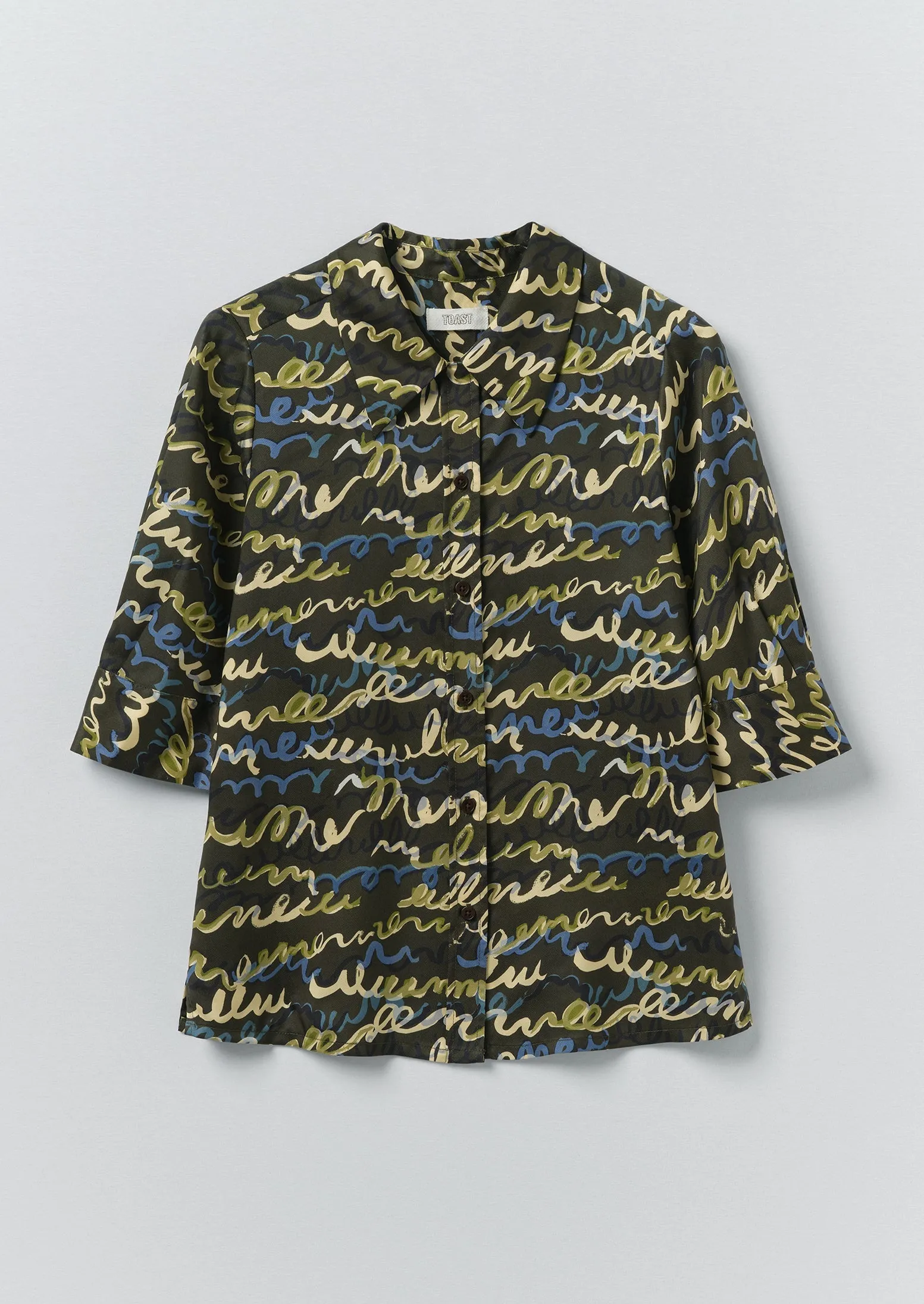 Gia Script Print Shirt | Avocado Rind sold by TOAST