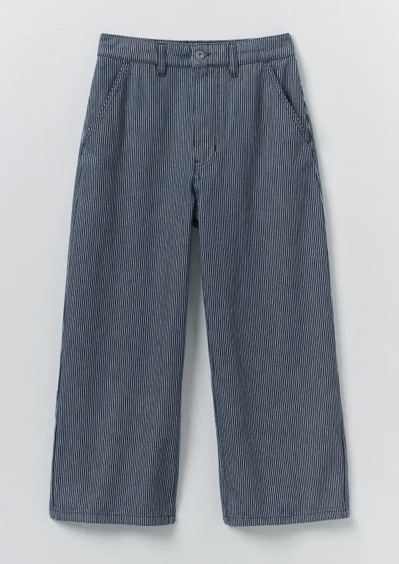 Hickory Stripe Denim Wide Leg Trousers | Ecru/Indigo sold by TOAST