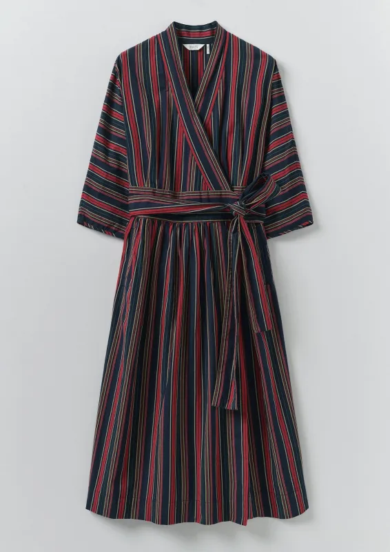 Pantry Stripe Cotton Wrap Dress | Provence Blue sold by TOAST