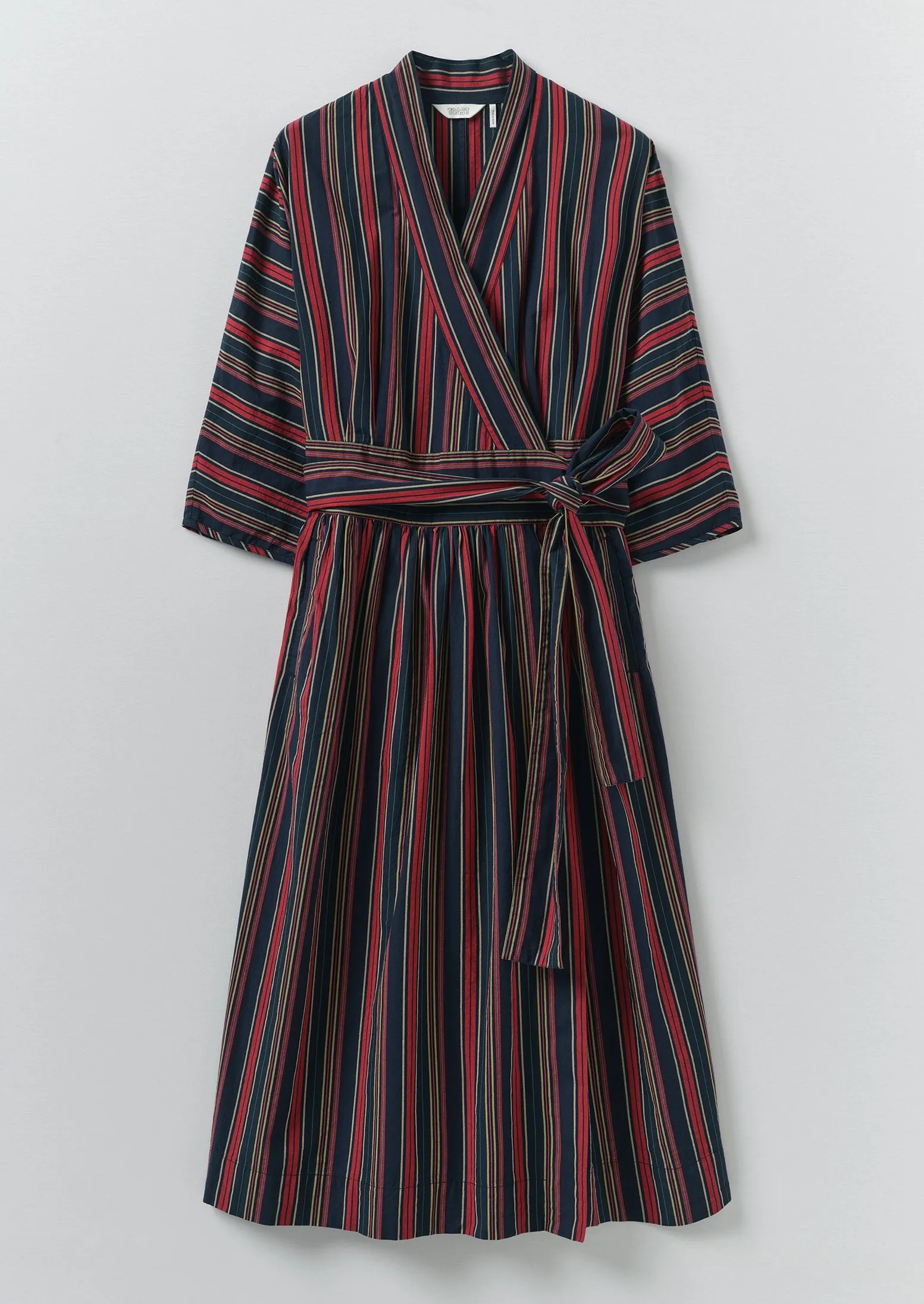 Pantry Stripe Cotton Wrap Dress | Provence Blue sold by TOAST