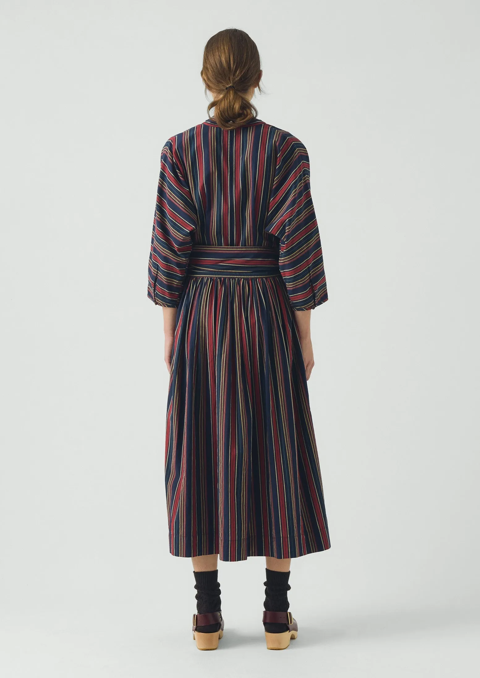 Pantry Stripe Cotton Wrap Dress | Provence Blue sold by TOAST product image thumbnail 5