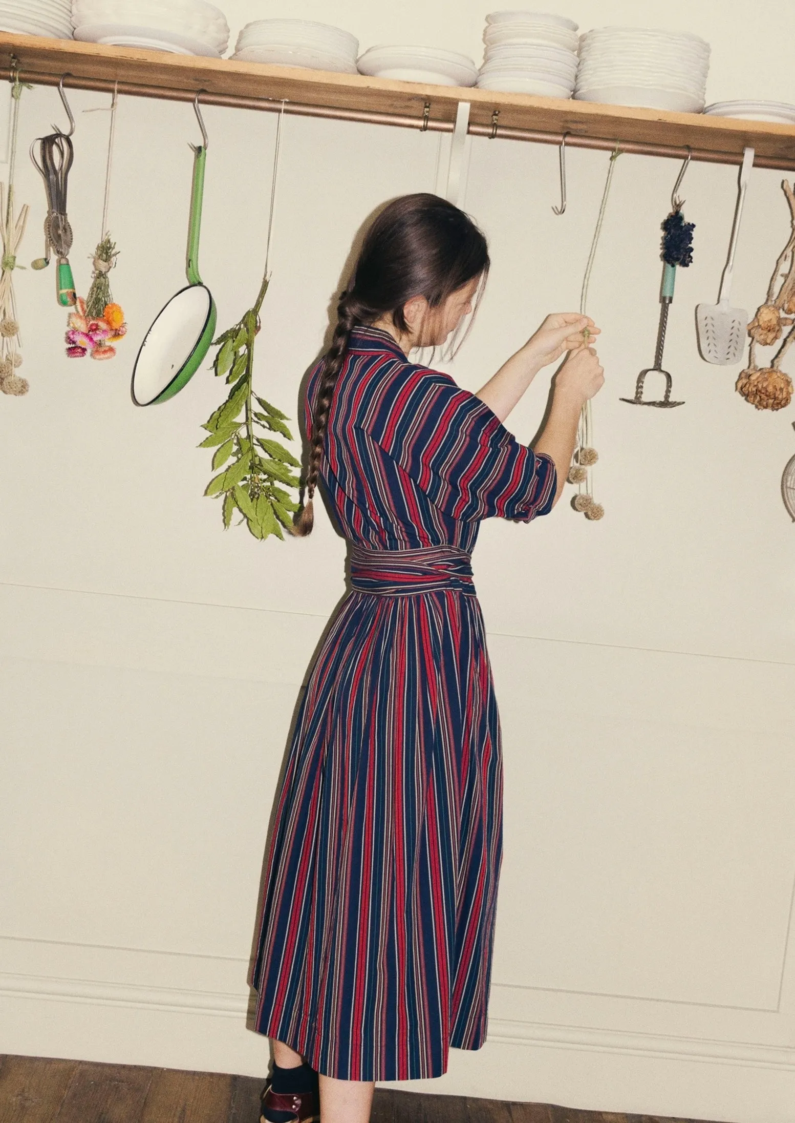 Pantry Stripe Cotton Wrap Dress | Provence Blue sold by TOAST product image thumbnail 2