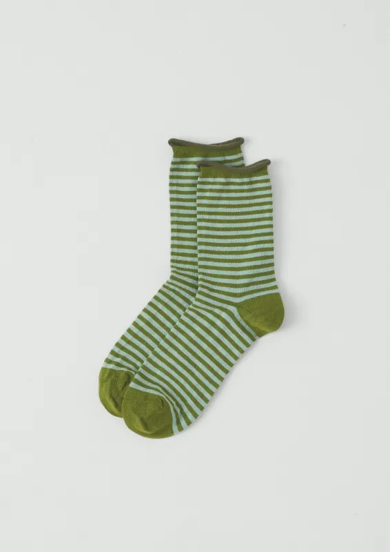 Stripe Cotton Cashmere Socks | Apple/Mint sold by TOAST