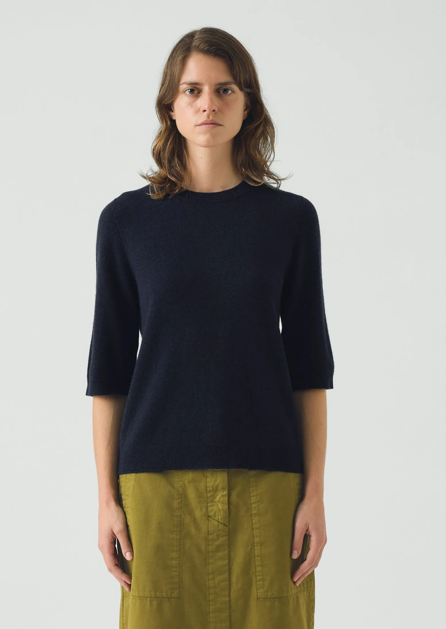 Wool Cashmere Half Sleeve Sweater | Darkest Navy sold by TOAST product image thumbnail 2