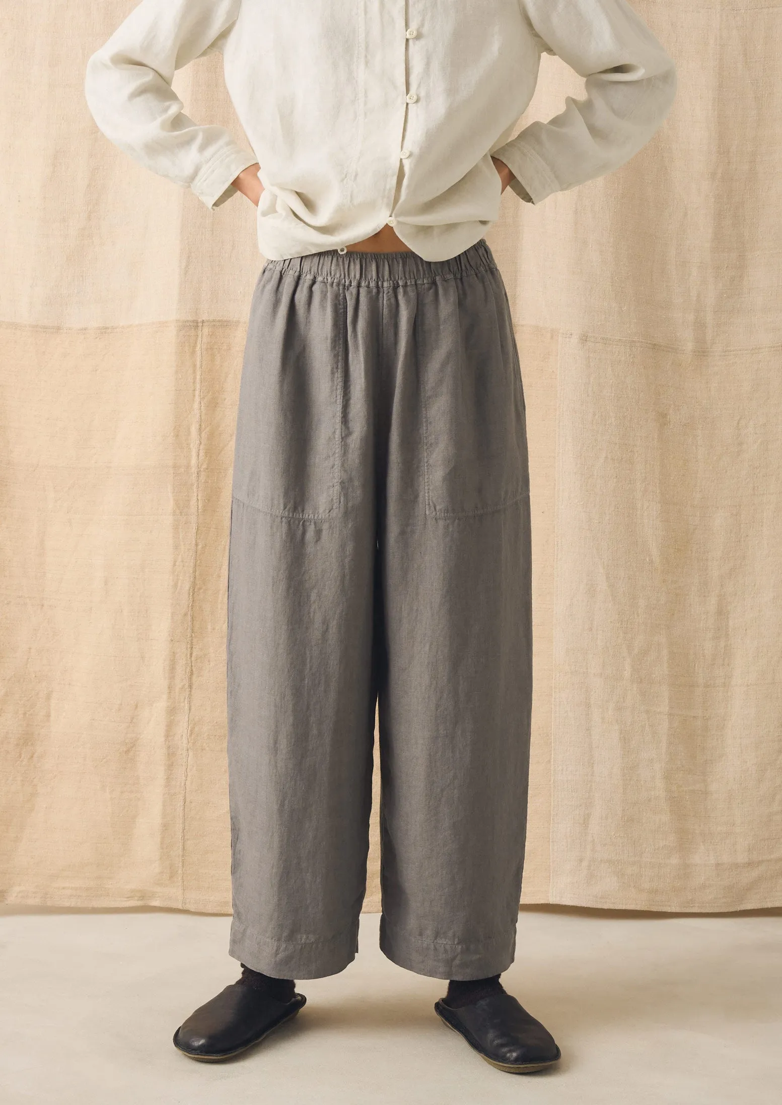 Garment Dyed Linen Barrel Leg Trousers | Iron sold by TOAST product image thumbnail 3