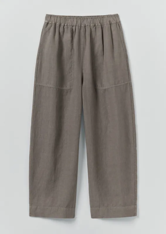 Garment Dyed Linen Barrel Leg Trousers | Iron sold by TOAST