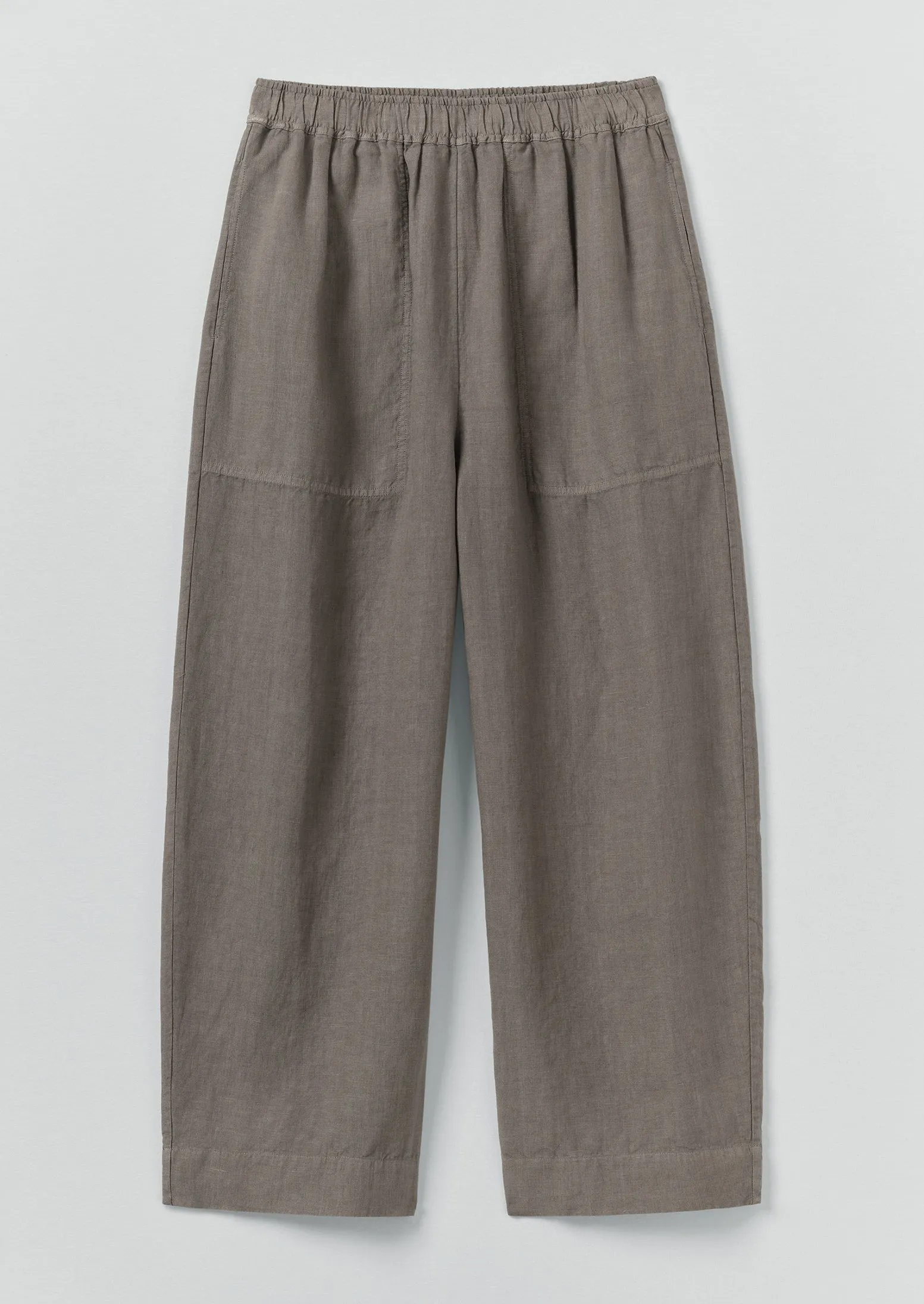 Garment Dyed Linen Barrel Leg Trousers | Iron sold by TOAST