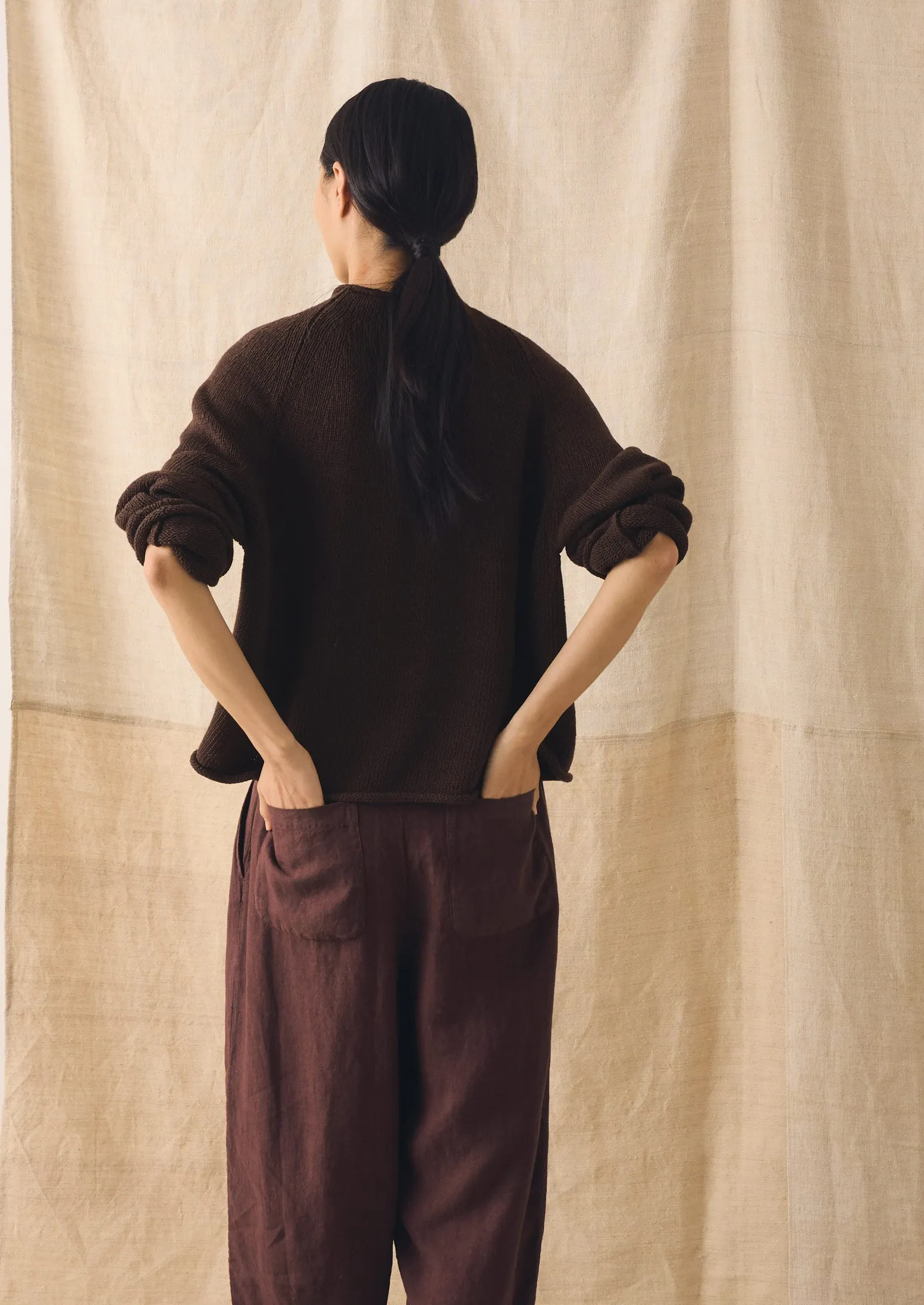 Cotton Linen Easy Sweater | Bitter Chocolate sold by TOAST product image thumbnail 4