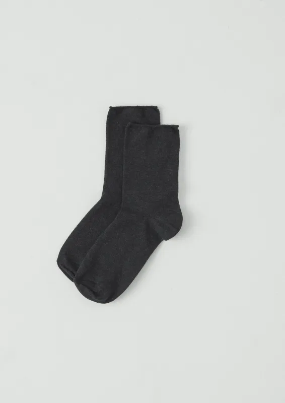 Fine Cotton Cashmere Socks | Charcoal Melange sold by TOAST